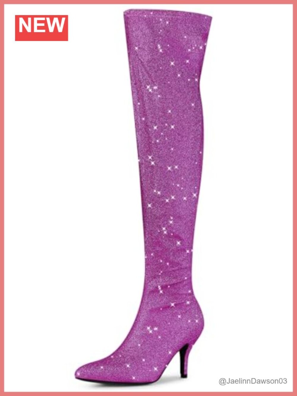 Glitter Stiletto Heel Over the Knee Thigh High Boots with Side Zipper